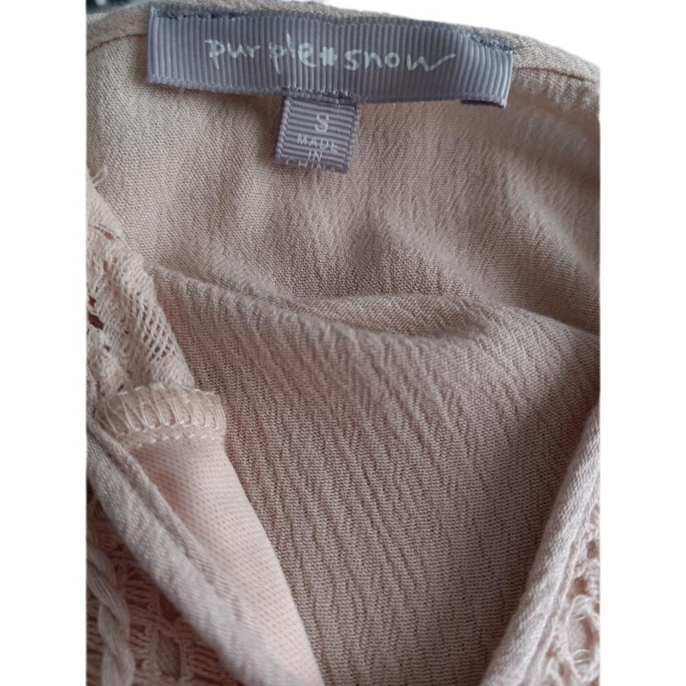Purple Snow Beige Tan High Waist Front Tie Lined Dress Size S - Picture 4 of 4